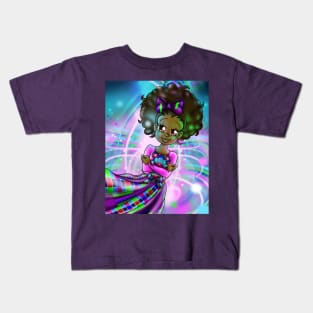 African American Girl and Teddy Bear Kids T-Shirt